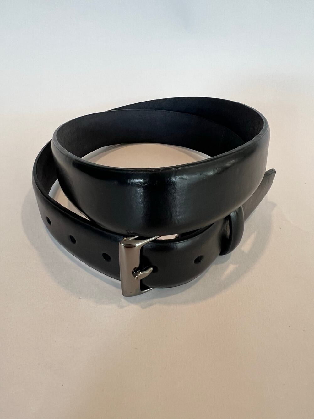 Docker's Genuine Leather Black Belt Silver Buckle Size 38 SG